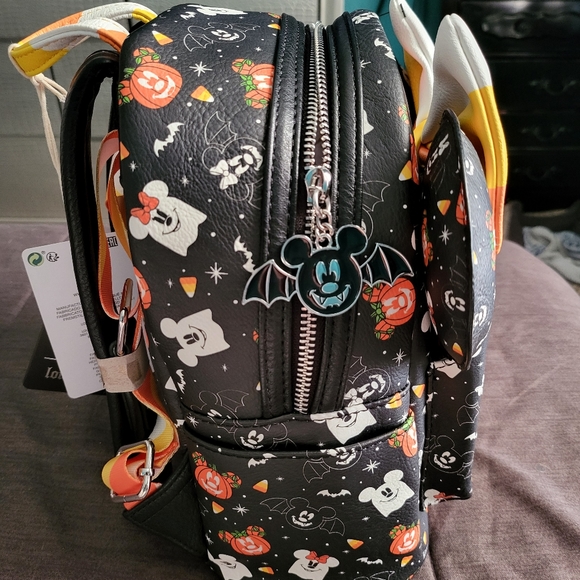 LOUNGEFLY Spooky Minnie Candy Corn Mini Backpack with Ears Headband - Picture 7 of 7